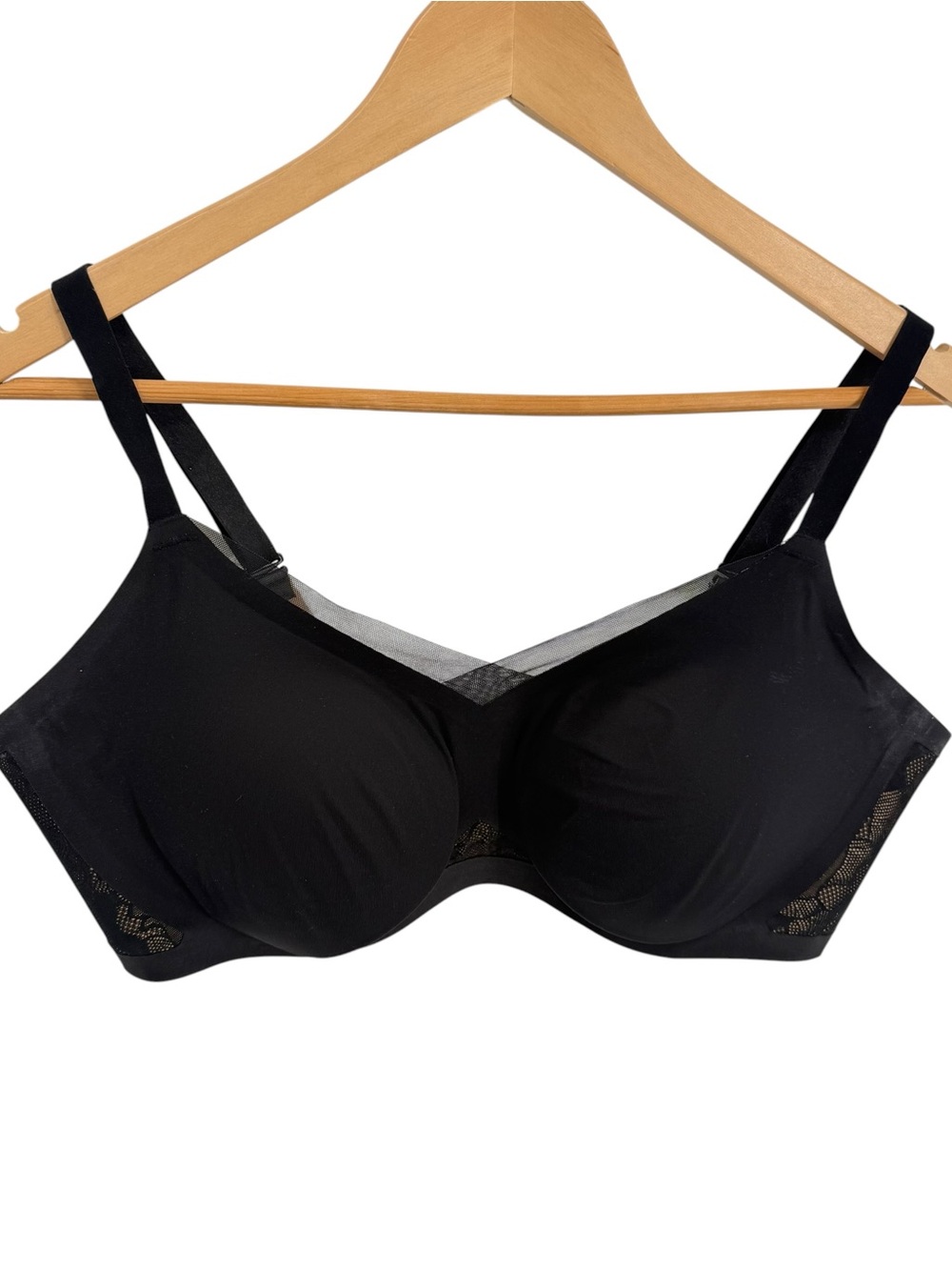 Honeylove Cross Over Bra Size XL (38 D/E) Wireless Padded Adjustable Black Nylon